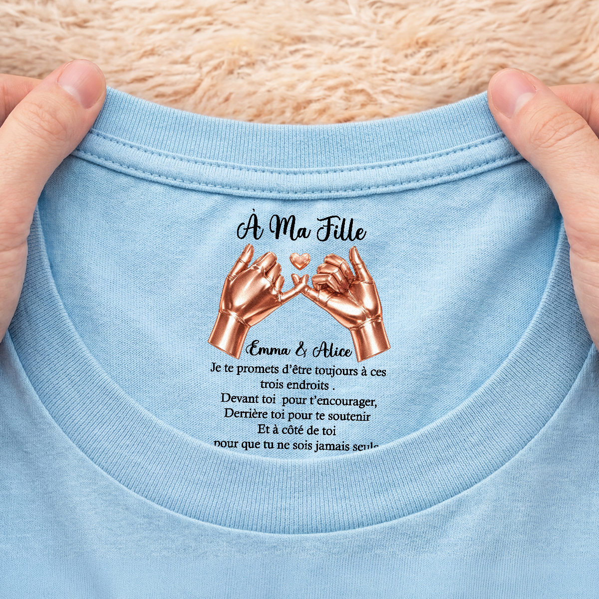 9067AFR2 je te promets tee shirt personnalise meilleure amie et soeur avec texte a l_interieur du col blanc 9067aa6epa