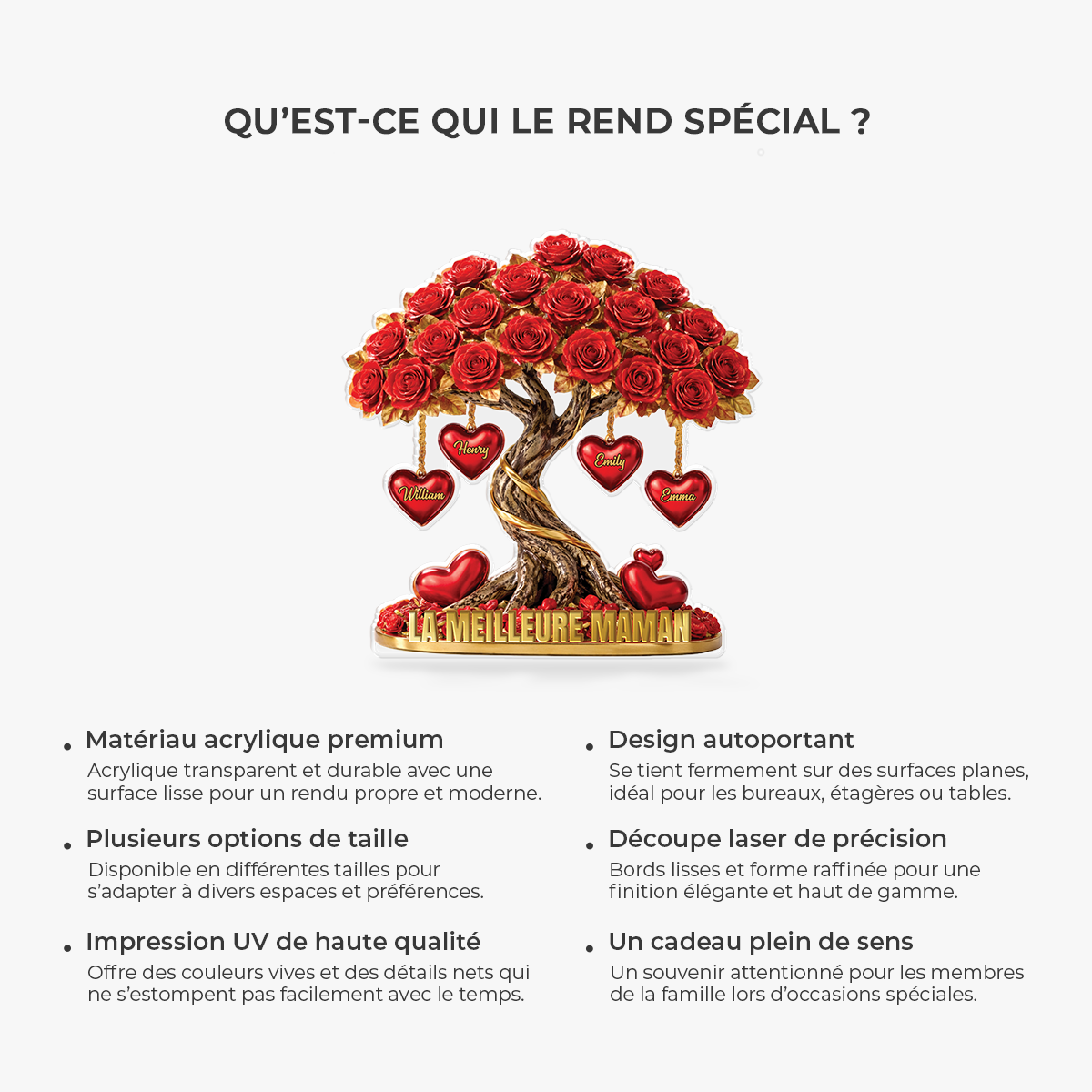 9070AFR4 effet dimpression 3d bloc acrylique personnalise forme decoupee meilleure maman mamie 9070ar6qpa