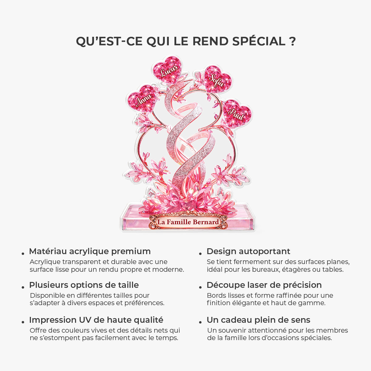 9081AFR5 effet dimpression 3d cadeau original pour famille bloc acrylique personnalise forme decoupee 9081ar8pci