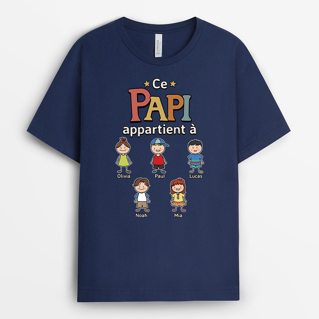 9113AFR2 tee shirt personnalise cadeau mamie papy cette mamie appartient a 9113a3koa