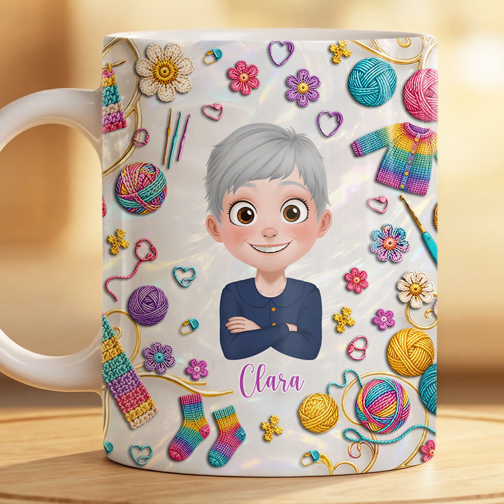9132MFR2 effet dimpression 3d cadeau pour tricoteuse dessin laine mug personnalise prenom pour femme 9132m6esa
