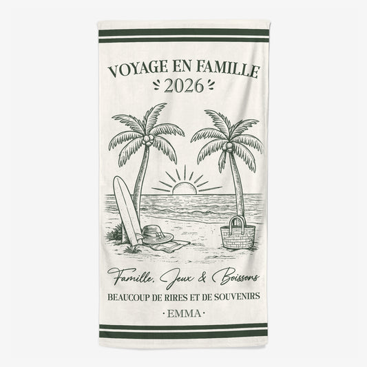 9140BFR1 serviette de plage personnalisee cadeau pour voyage en famille ete 9140bscoi