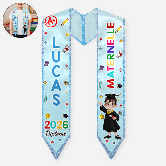 9192FR1 felicitation ma fille fils echarpe remise de diplome personnalisee maternelle 9192abafts