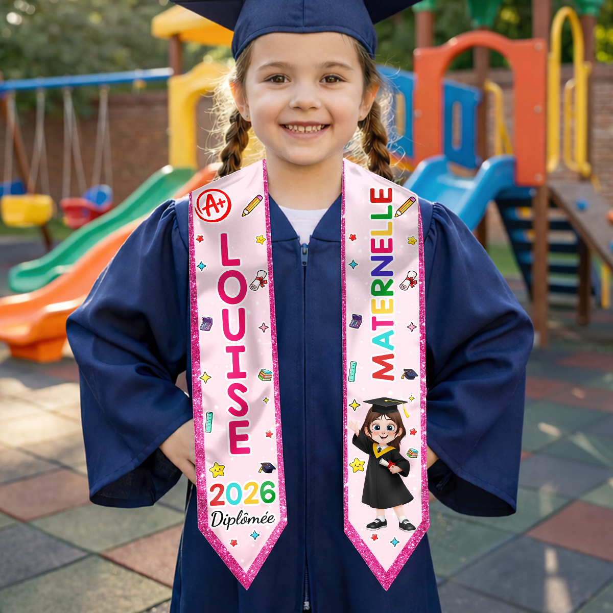 9192FR2 felicitation ma fille fils echarpe remise de diplome personnalisee maternelle 9192abafts