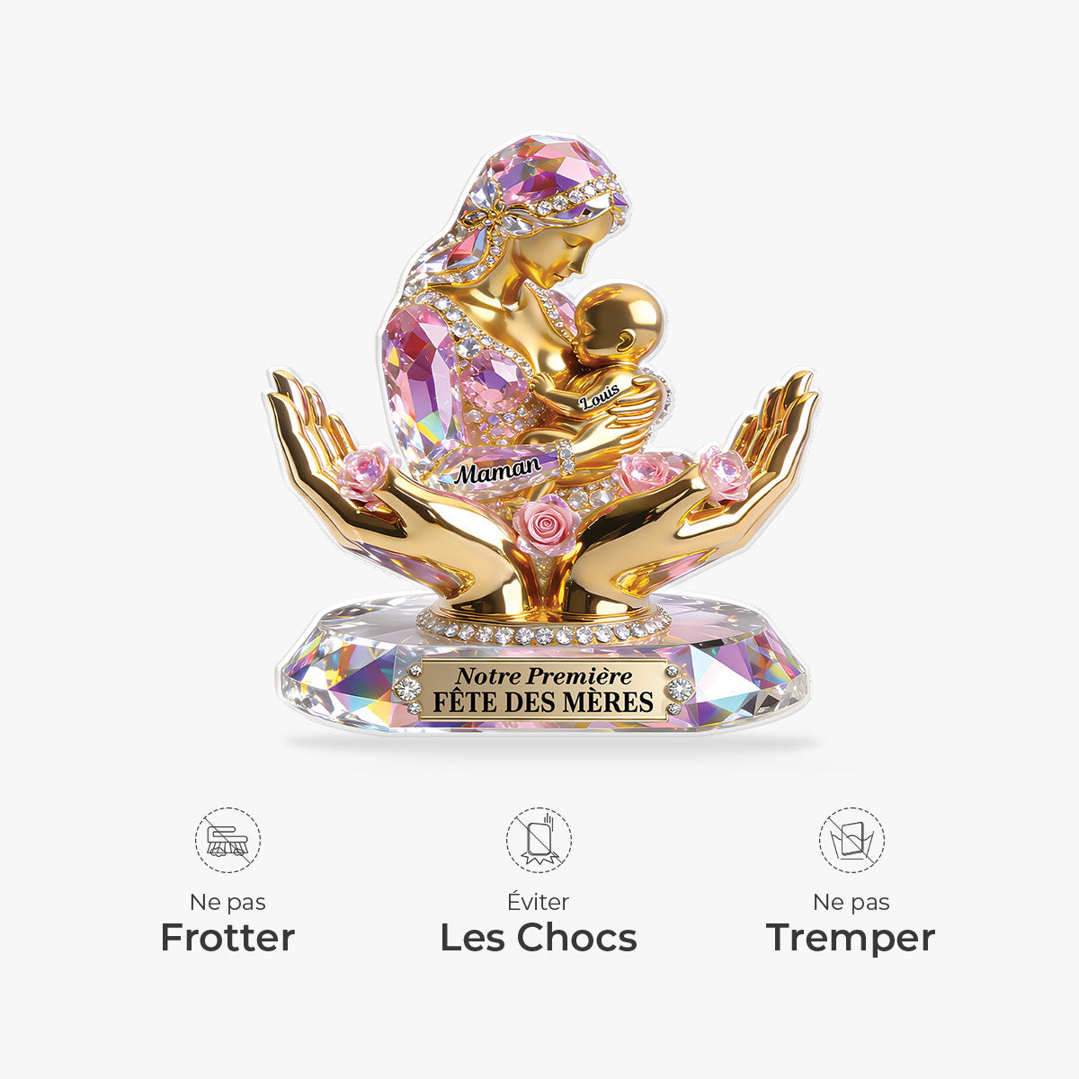 9201AFR4 cadeau premiere fete des meres pour jeune maman bloc acrylique personnalise forme decoupee 9201arapla