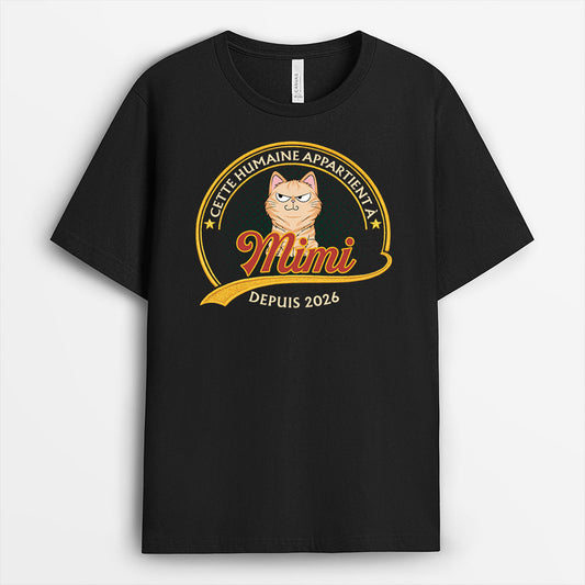 9203AFR1 cet humain appartient a son chat t shirt personnalise chat dessin 9203aaysd