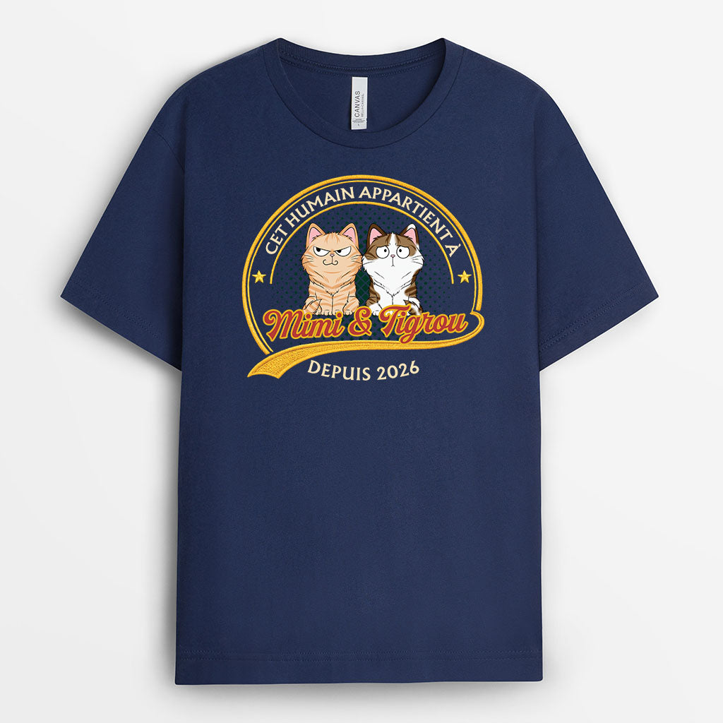 9203AFR2 cet humain appartient a son chat t shirt personnalise chat dessin 9203aaysd