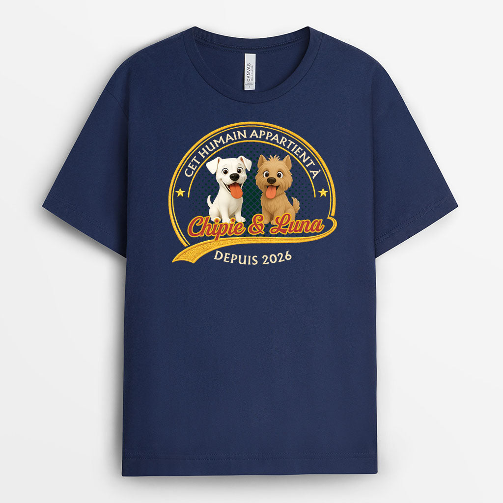 9203AFR2 cet humain appartient a son chien t shirt personnalise chien dessin 9203aaysc