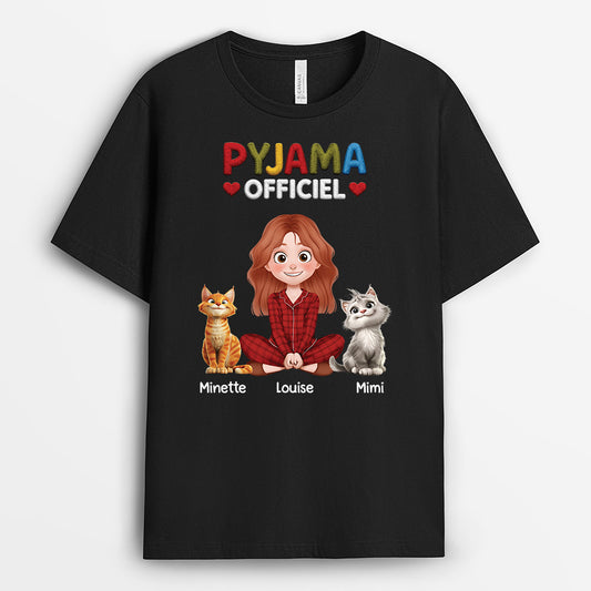 9229AFR1 tee shirt personnalise chat avec maitre pyjama pour dormir officiel 9229a3dmd