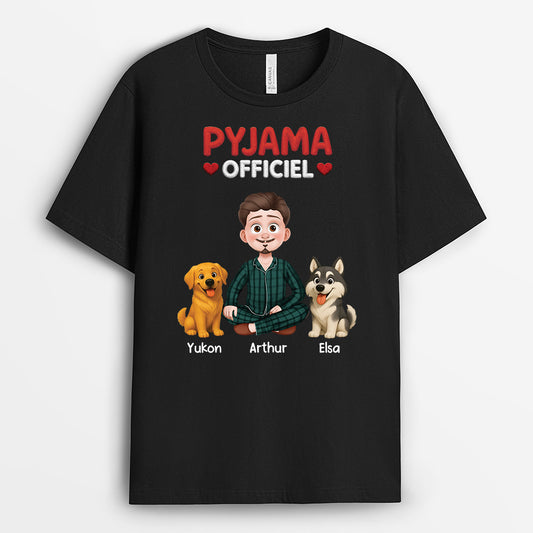 9229AFR1 tee shirt personnalise chien avec maitre pyjama pour dormir officiel 9229a3dmc