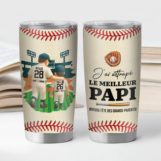 9230TFR2 effet dimpression 3d mug isotherme personnalise texte_ 590ml meilleur papa papy fan de baseball 9230tndbb