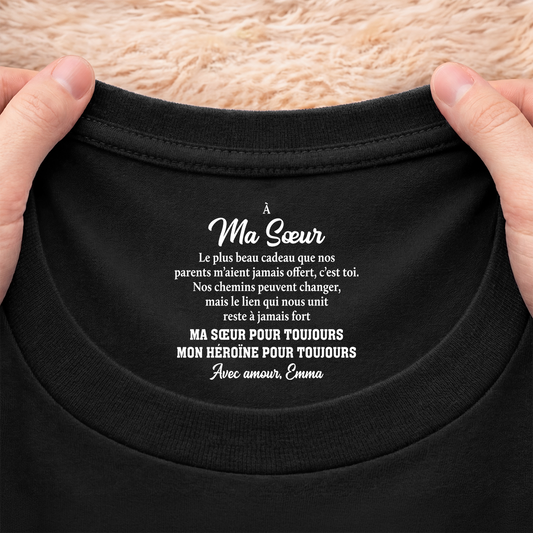 9255AFR2 cadeau frere et soeur_ tee shirt personnalise texte a l_interieur du col de couleur foncee 9255aacfpb