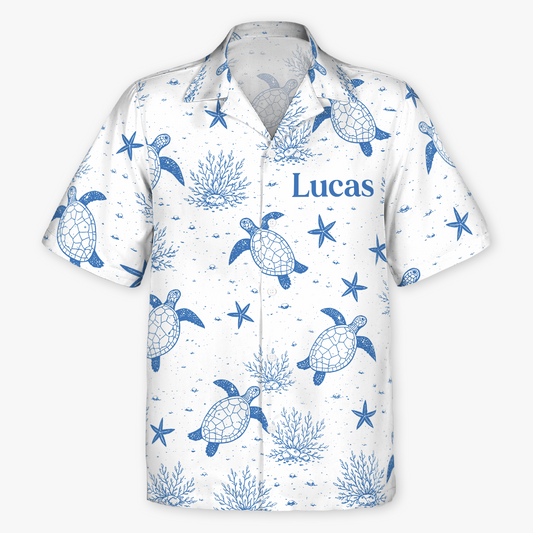 9283AFR1 cadeau ete femme chemise hawaienne personnalisee prenom_ et dessin tortue 9283aaneza