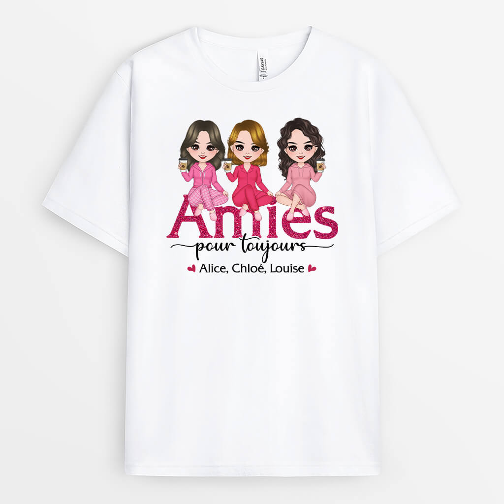 Meilleures Amies Pour Toujours Rose - Cadeau Personnalisé | T-shirt pour Meilleure Amie