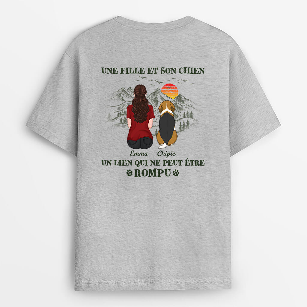 Une Fille Un Garçon Et Son Chien - Cadeau Personnalisé | T-shirt pour Les Amoureux