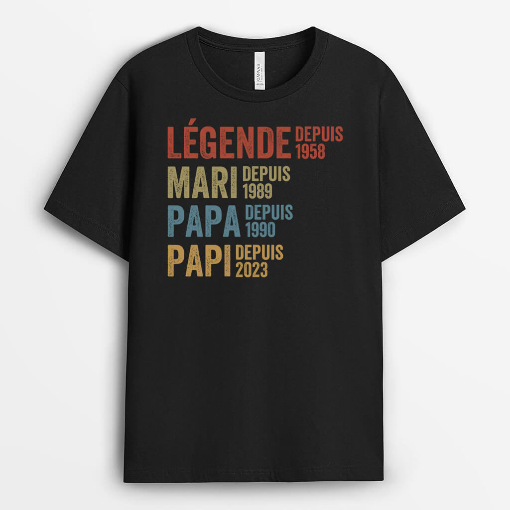 Légende Mari Père Papa Depuis - Cadeau Personnalisé | T-shirt Pour Homme