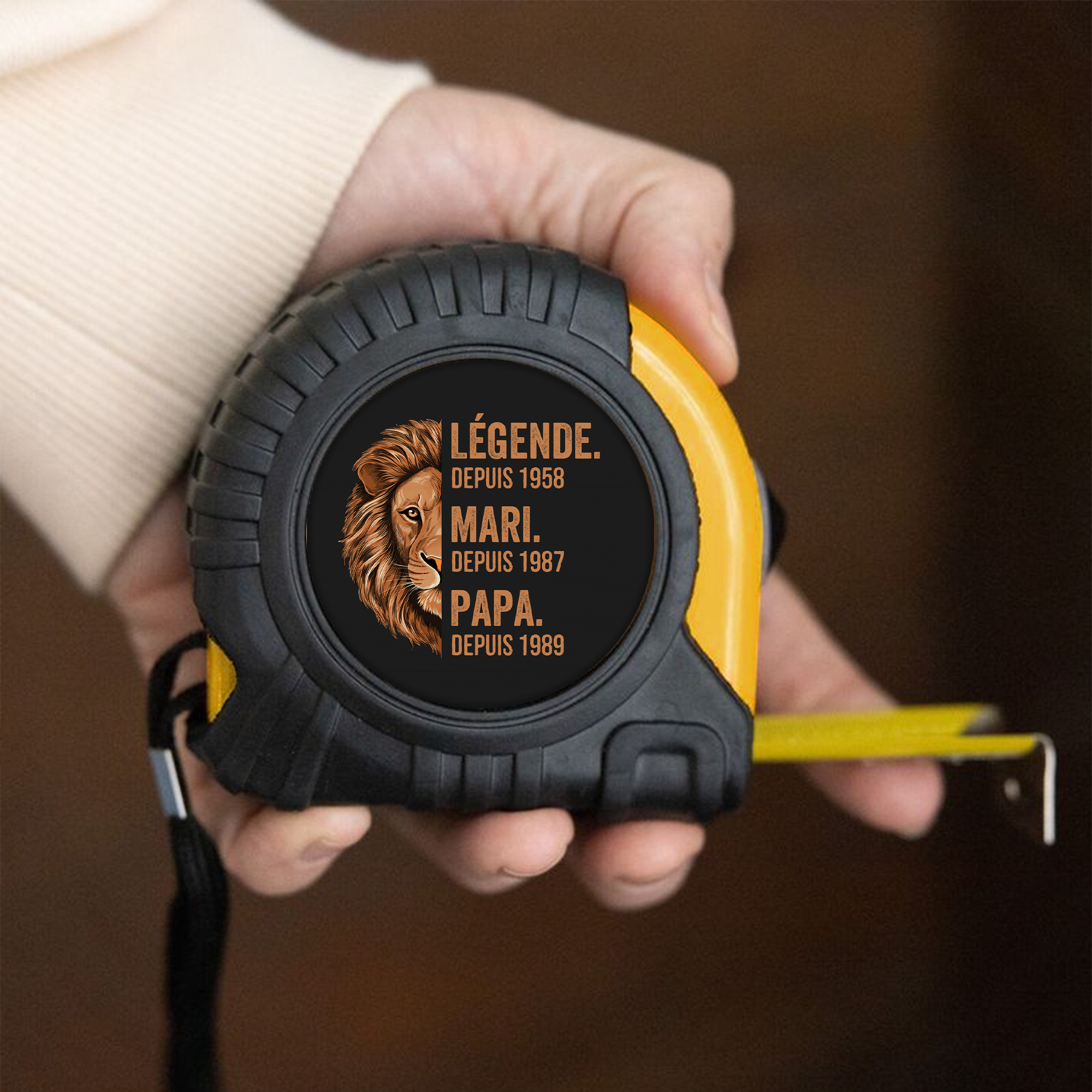 FR2 metre ruban personnalisable legende papa papy lion