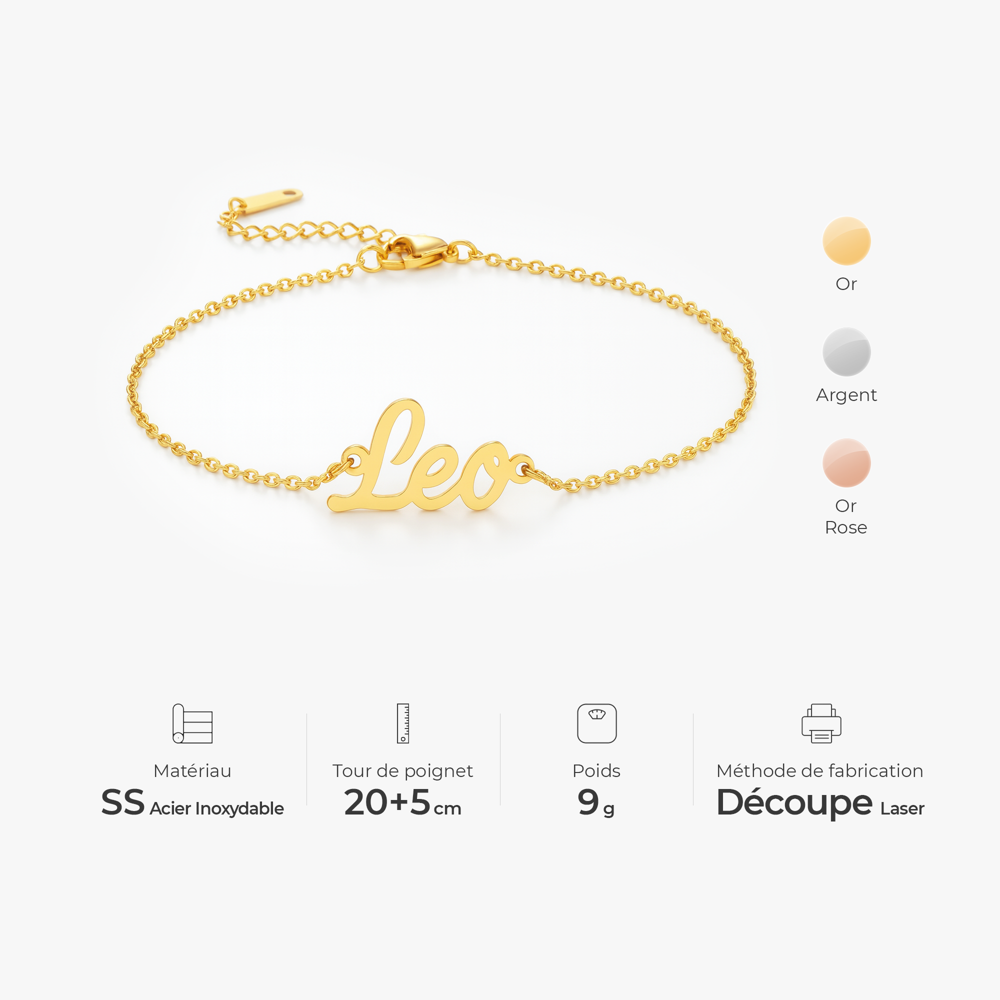 FR3 bracelet personnalise prenom cadeau unique pour femme et homme