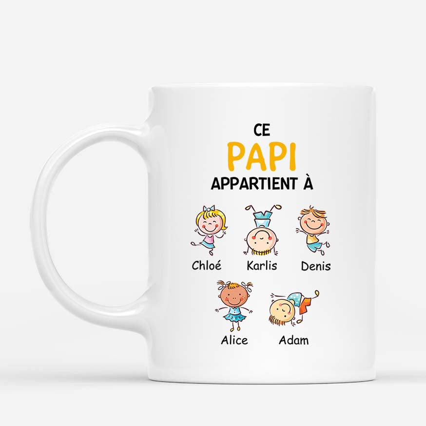 Ce Papi Appartient À - Cadeau Personnalisé | Mug pour Papi Papa