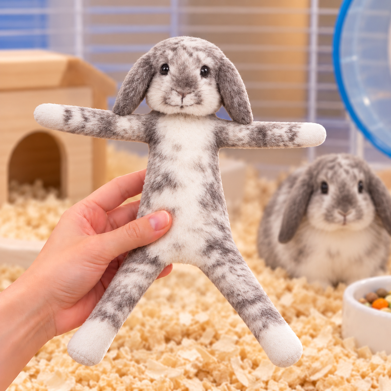 FloppyPlushRabbitinCozyHabitat