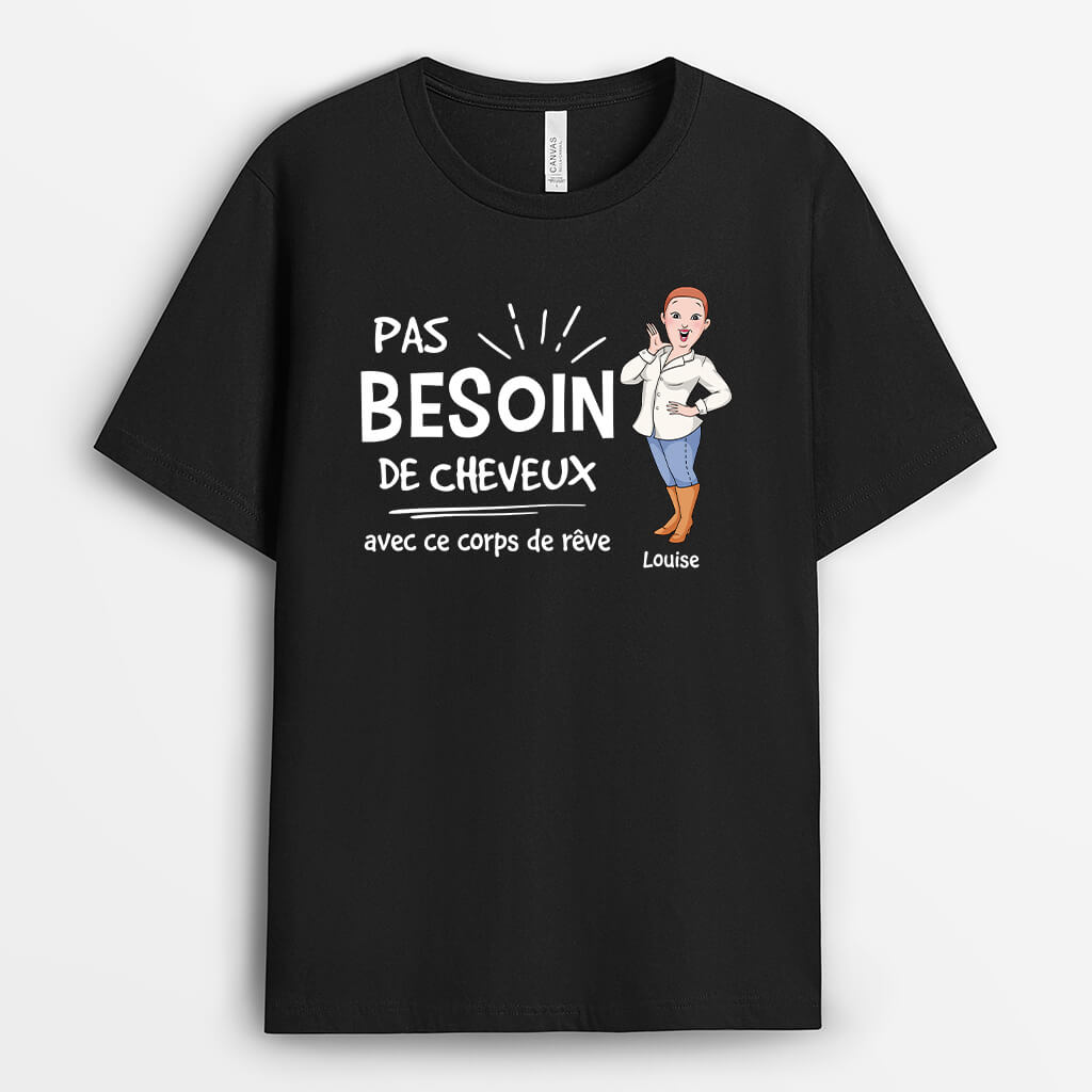 T-shirt Homme Humoristique 'Pas Besoin De Cheveux...' - Coton, Fabriqué En France