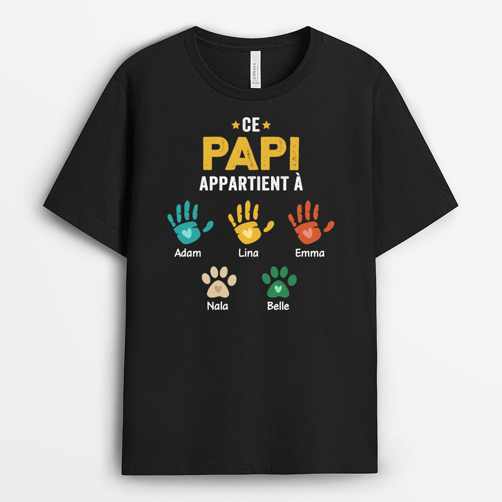 Cet Papy Appartient À - Cadeau Personnalisé | T-shirt pour Homme