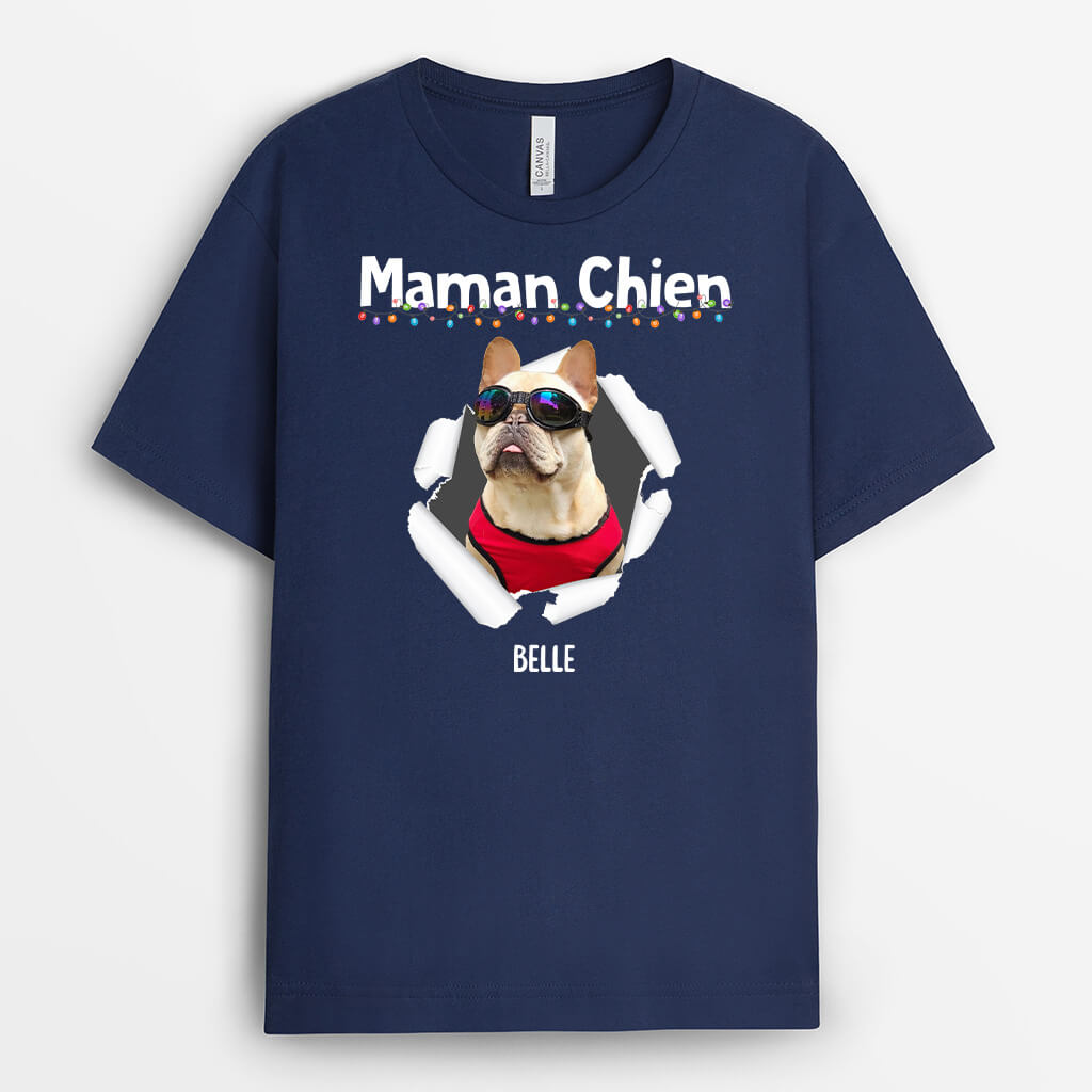 Papa Chien/ Maman Chien Branché A Noel - Cadeau Personnalisé | T-shirt pour Noel