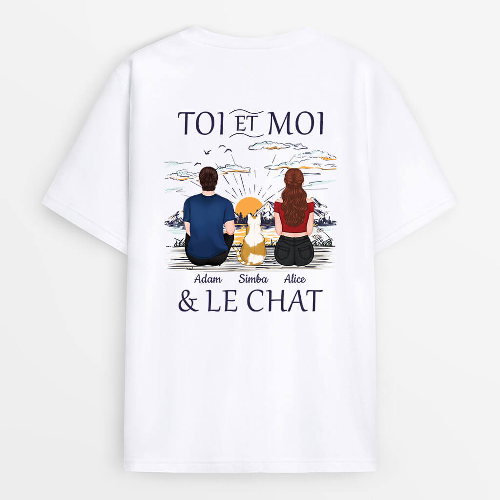 Toi Et Moi & Le Chat Derrière De Dos - Cadeau Personnalisé | T-shirt pour Couple