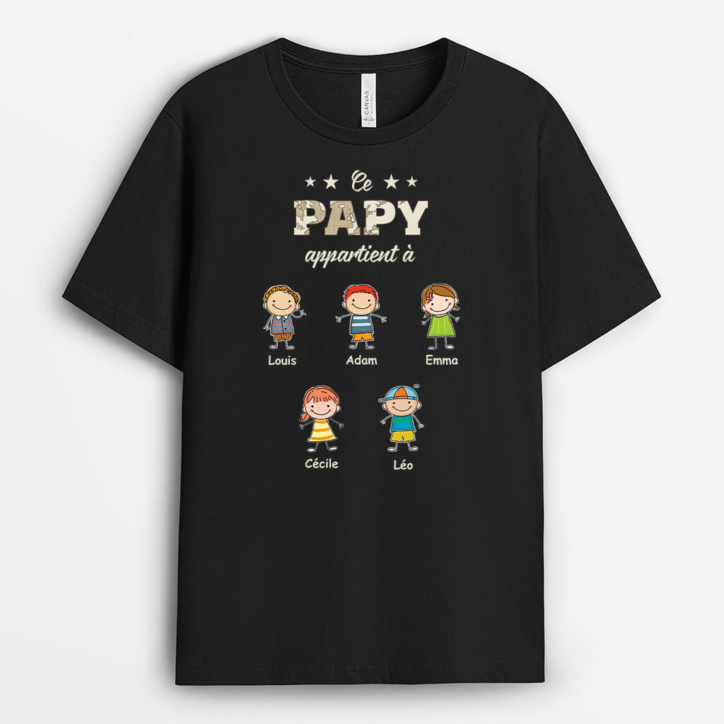 Ce Papy Appartient À Mignonnettes Version Carte - Cadeau Personnalisé | T-shirt Pour Papy