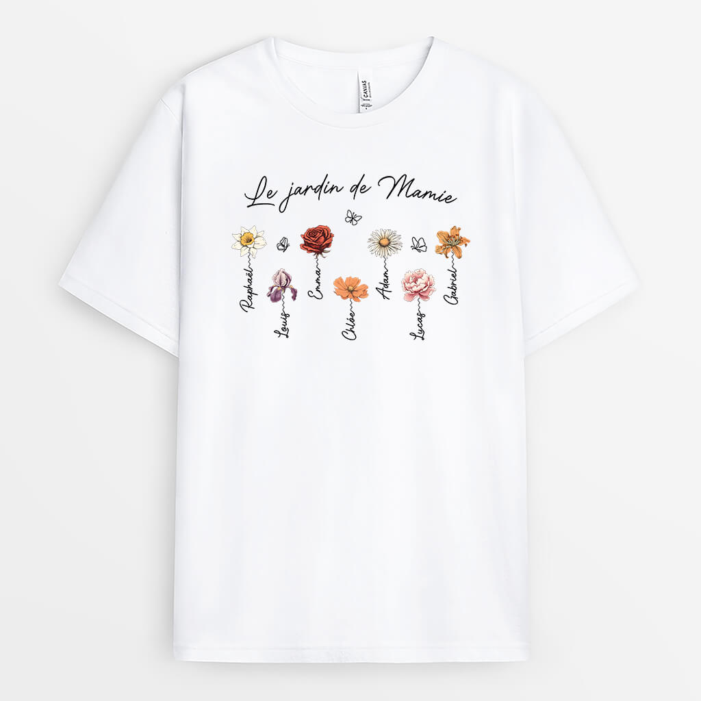 Le Jardin De Mamie Florale - Cadeau Personnalisé | T-shirt Pour Mamie