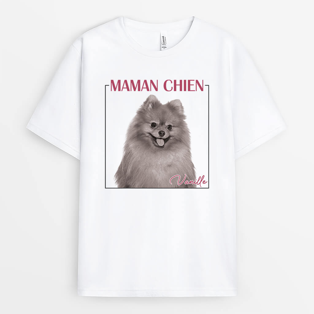 Maman Chien Avec Photo De Chien - Cadeau Personnalisé | T-shirt Pour Amoureux Des Animaux