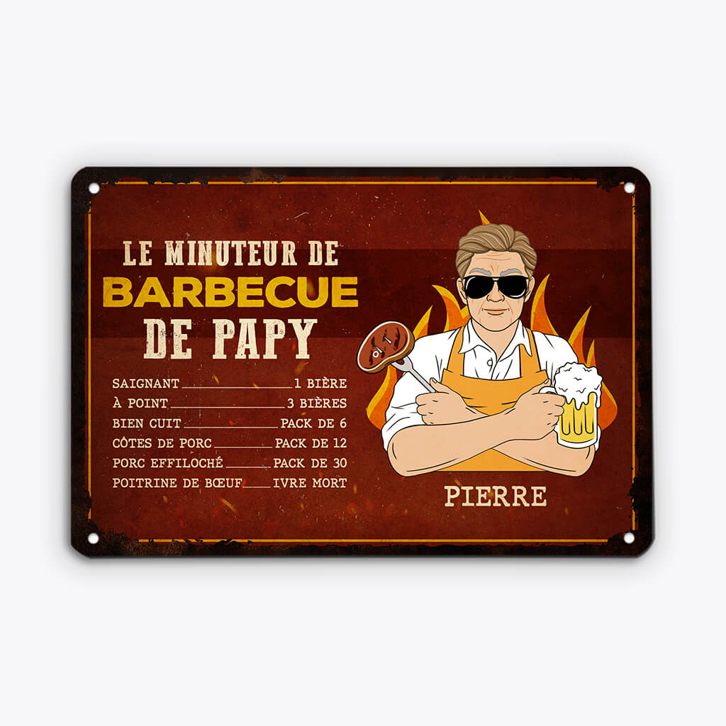 Le Chronomètre De BBQ De Papa - Cadeau Personnalisé | Plaque En Métal Pour Papa