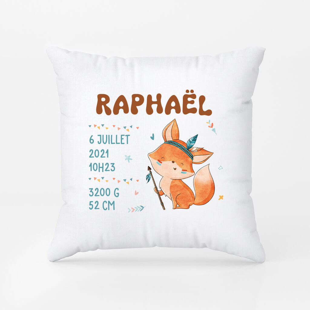 Enfant Renard Et Ses Informations - Cadeau Personnalisé | Coussin Pour Enfant