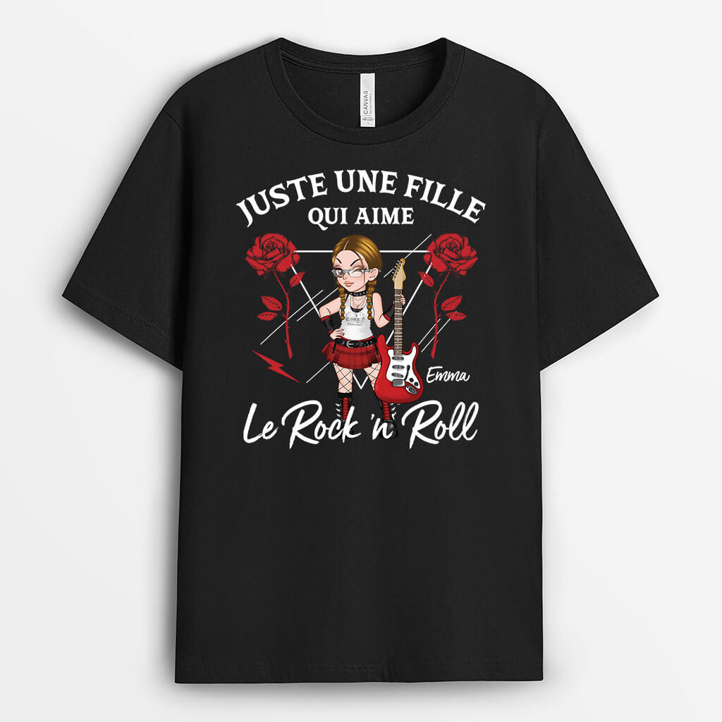 Juste Une Fille Qui Aime Le Rock 'n' Roll - Cadeau Personnalisé | T-Shirt Pour Femme