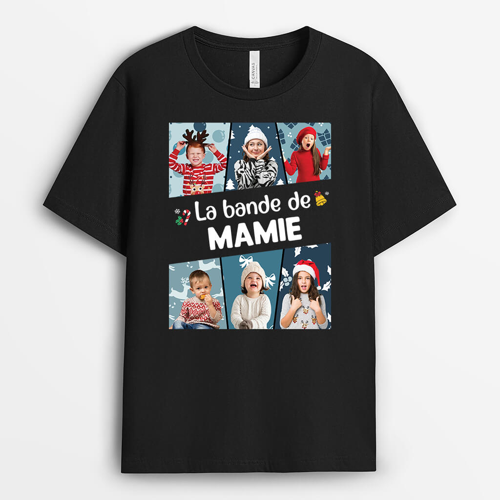 La Bande À Mamie Noel Version Pêle Mêle De Photos - Cadeau Personnalisé | T-Shirt Pour Mamie