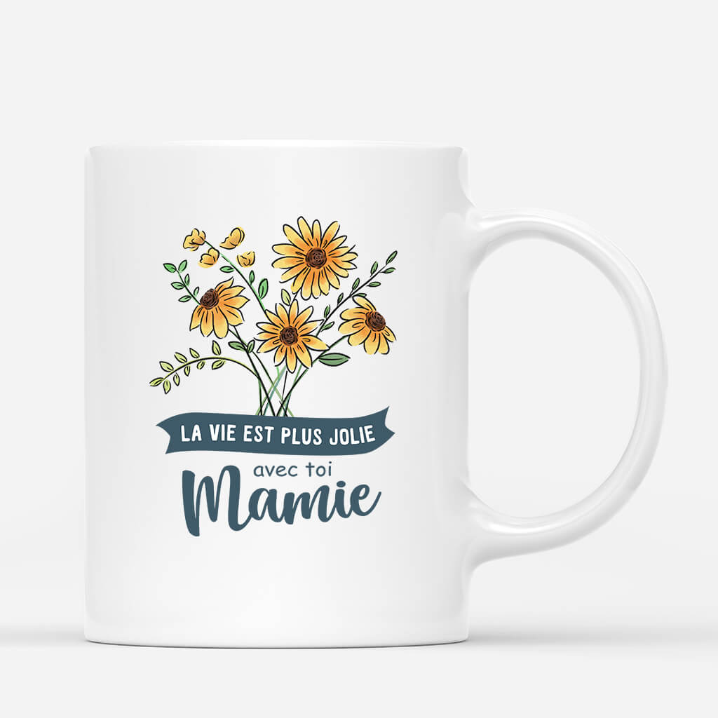 La Vie Est Plus Jolie Avec Mamie Et Les Tournesols - Cadeau Personnalisé | Mug Pour Mamie