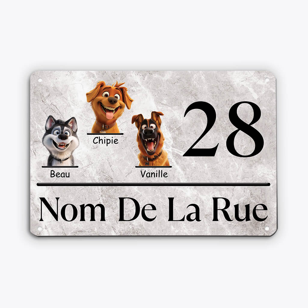 Notre Adresse Version Chiens - Cadeau Personnalisé | Plaque En Métal Pour Amoureux Des Chiens