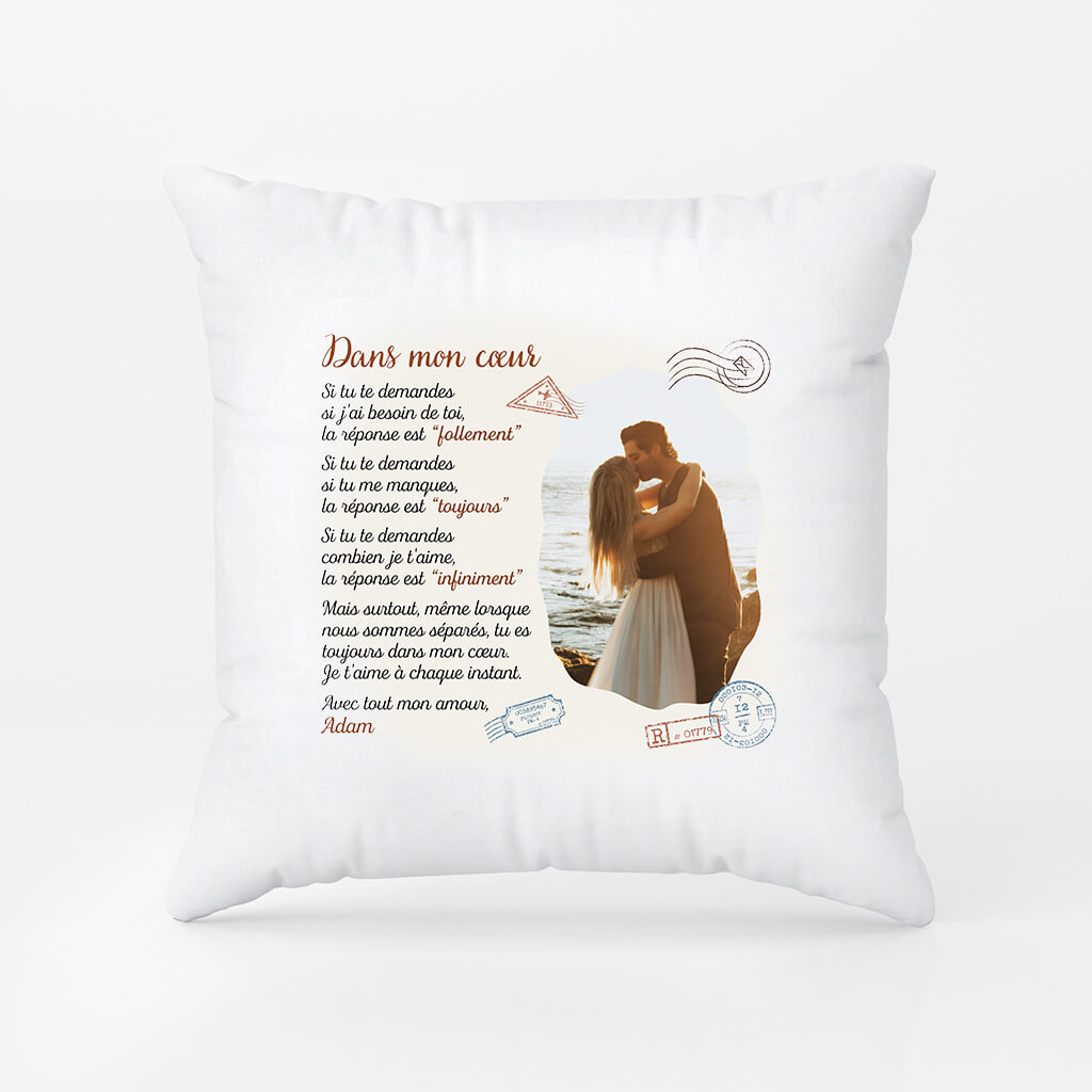 Dans Mon Cœur Avec Tout Mon Amour - Cadeau Personnalisé | Coussin Pour Couple