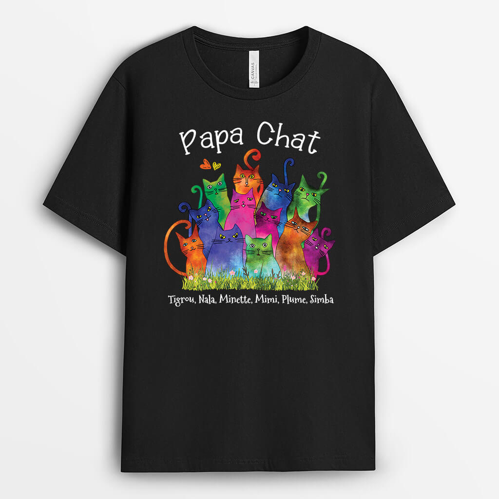 Maman/Papa De Chat Aquarelle - Cadeau Personnalisé | T-shirt pour Amoureux des animaux