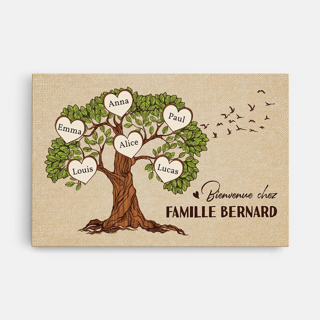 Bienvenue Chez Famille De Smith Version Arbre - Cadeau Personnalisé | Toile Pour Famille