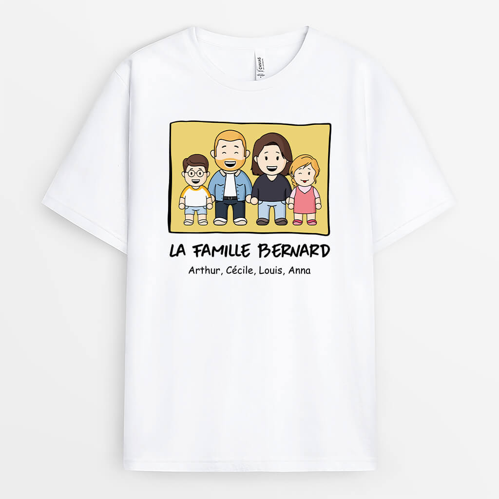 Dessin De Famille - Cadeau Personnalisé | T-shirt Pour Famille