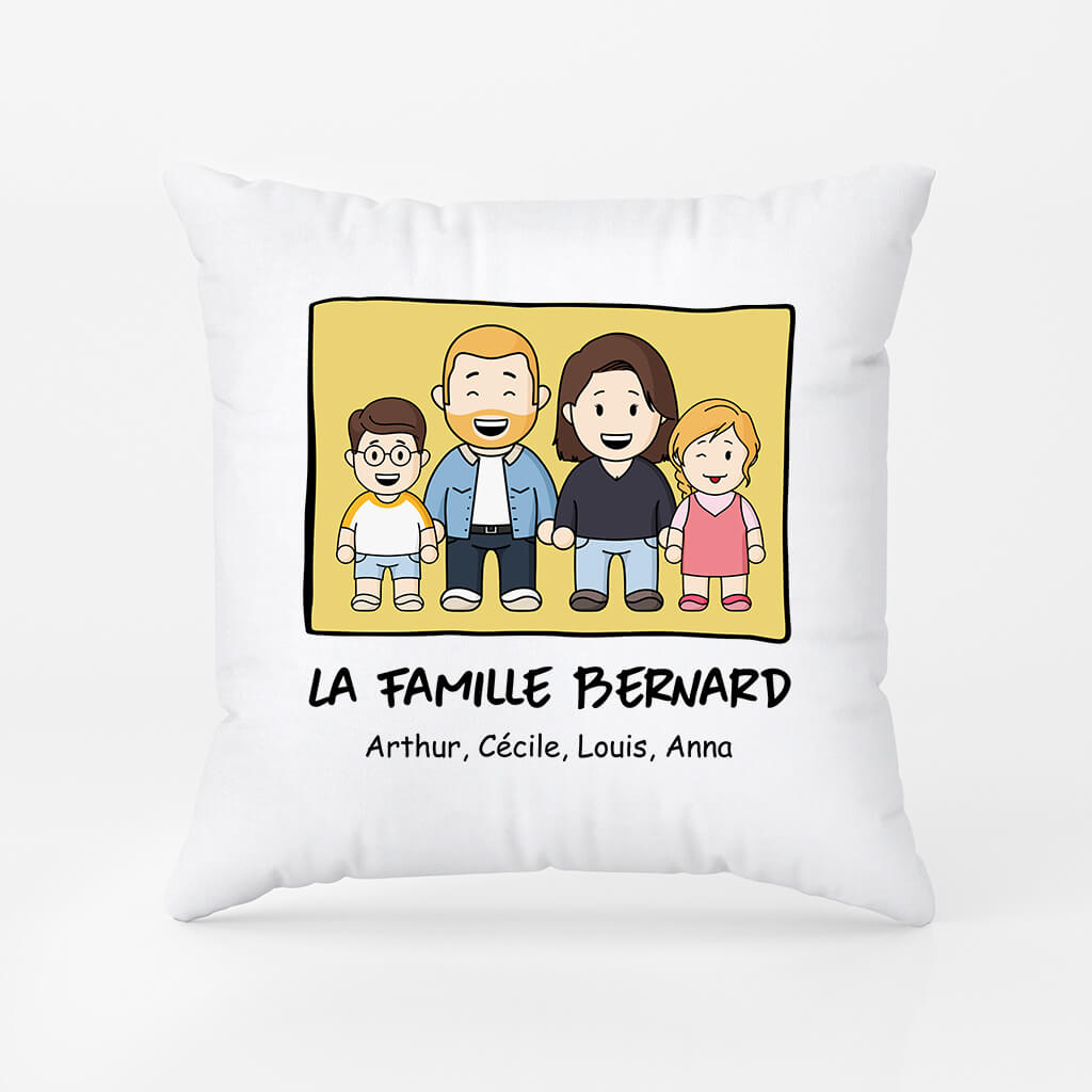 Dessin De Famille - Cadeau Personnalisé | Coussin Pour Famille