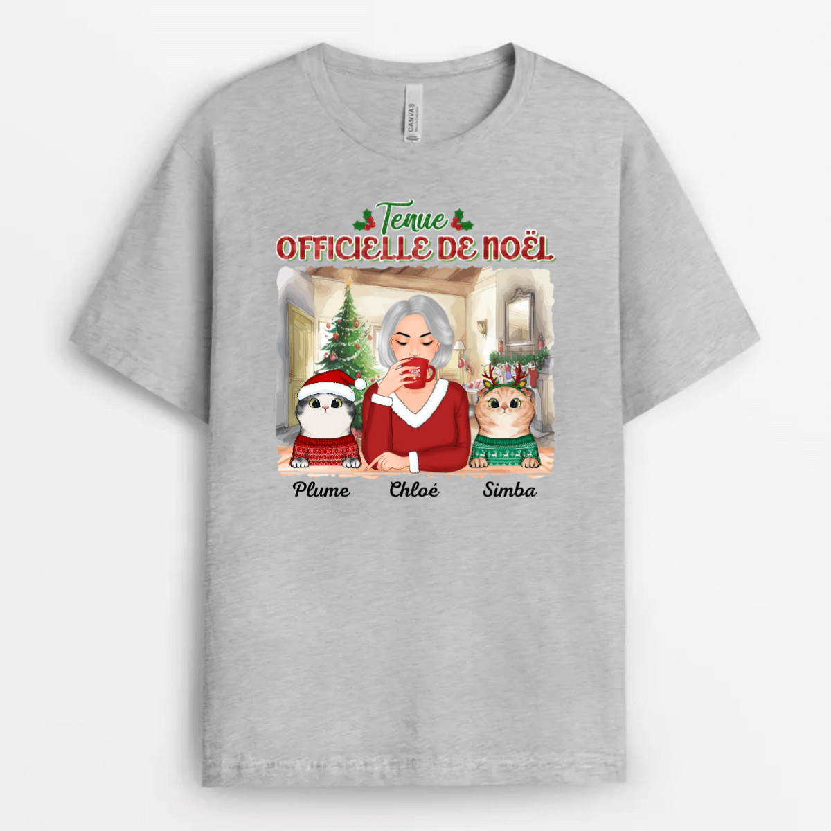 Tenue Officielle de Noël pour Chat - Cadeau Personnalisé | T-shirt pour Noël