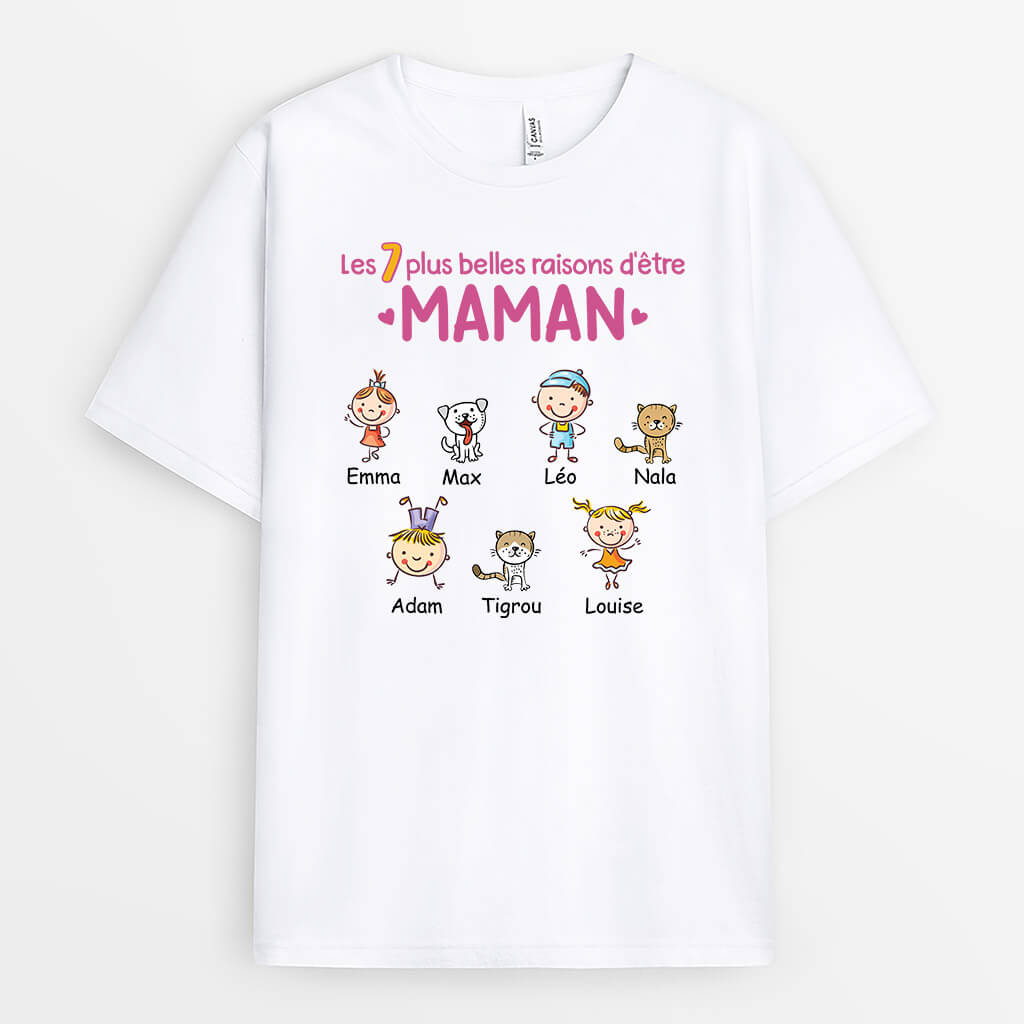 Les 7 Plus Belles Raisons d'Être Mamie - Cadeau Personnalisé | T-shirt pour Mamie