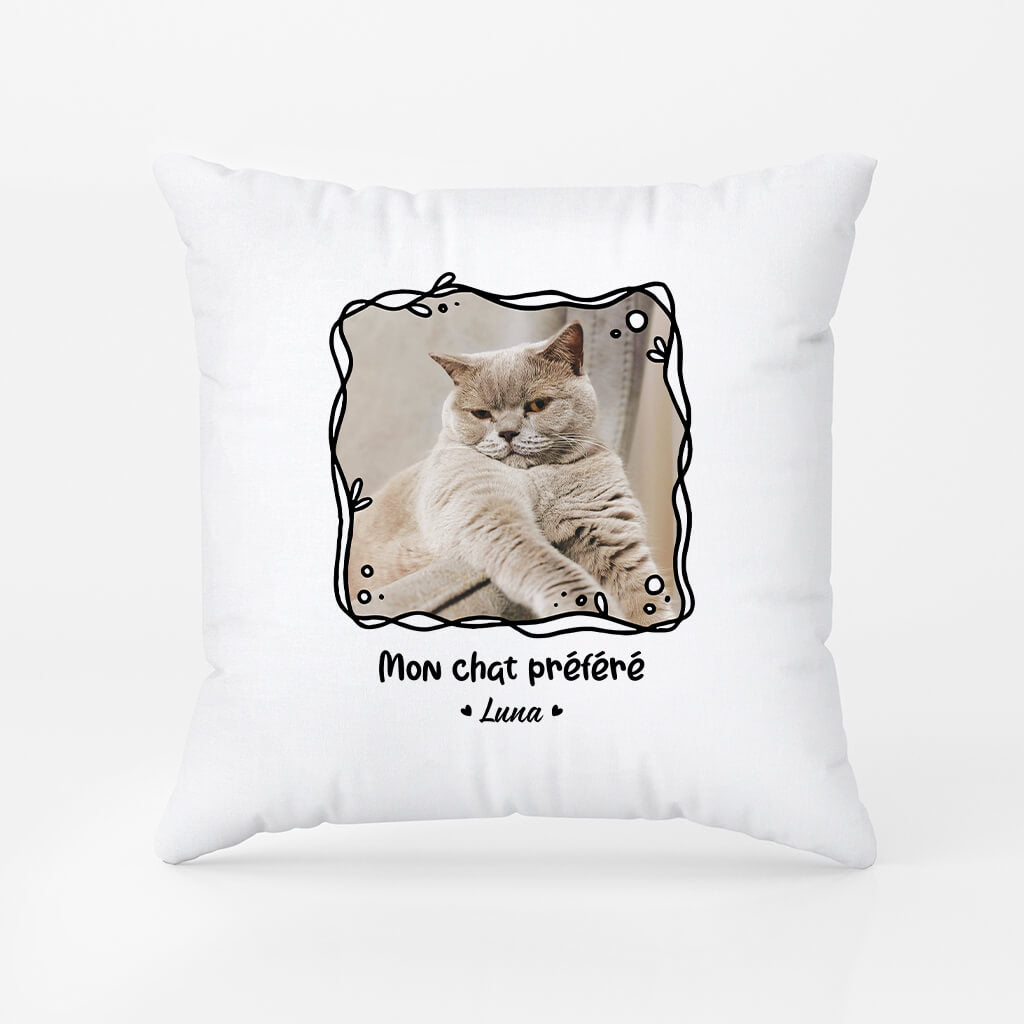 Mon Chat Préféré Avec Photo - Cadeau Personnalisé | Coussin Pour Amoureux Des Chats