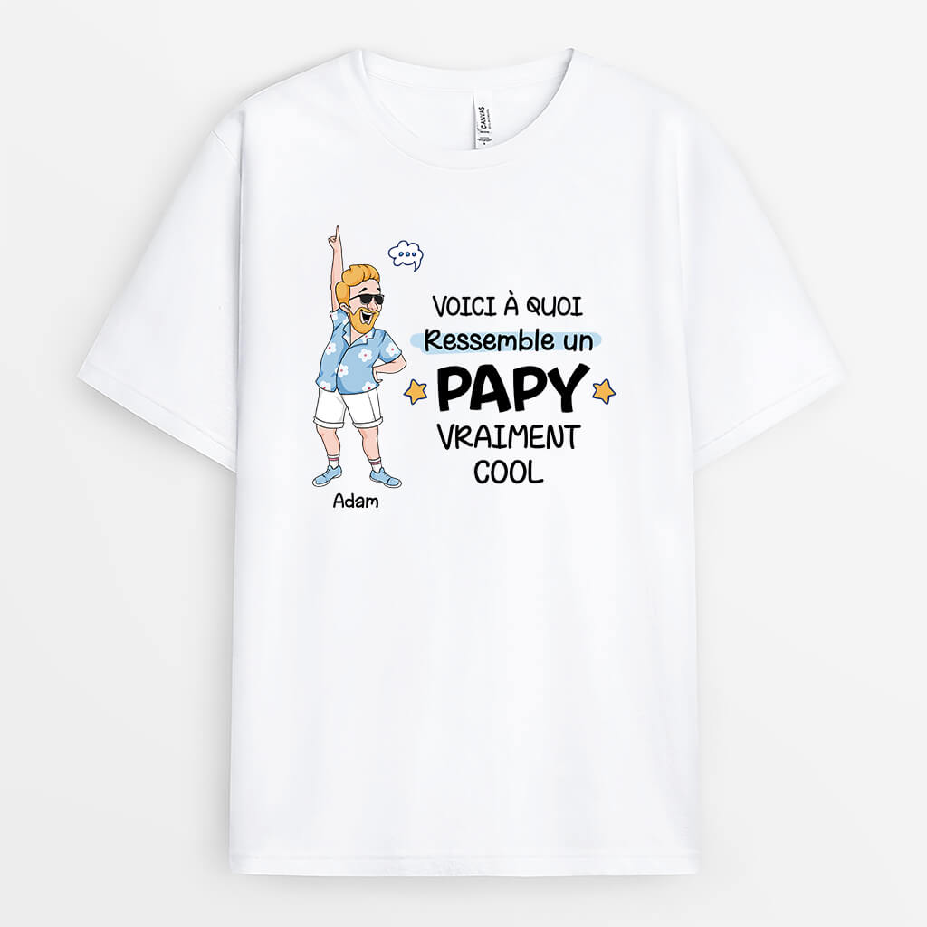 Voici À Quoi Ressemble Un Papy Cool Qui Danse - Cadeau Personnalisé | T-shirt Pour Papy