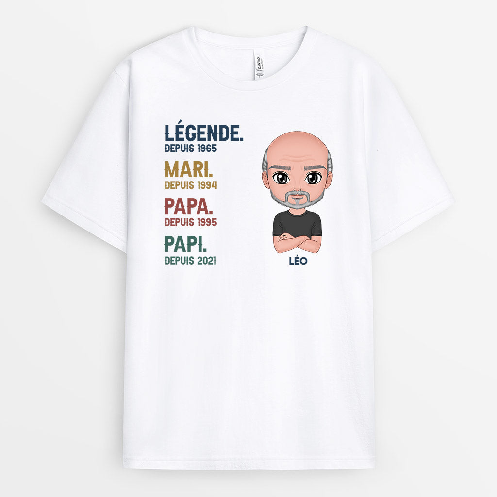 Légende, Vintage - Cadeau Personnalisé | T-shirt pour Papi/Papa