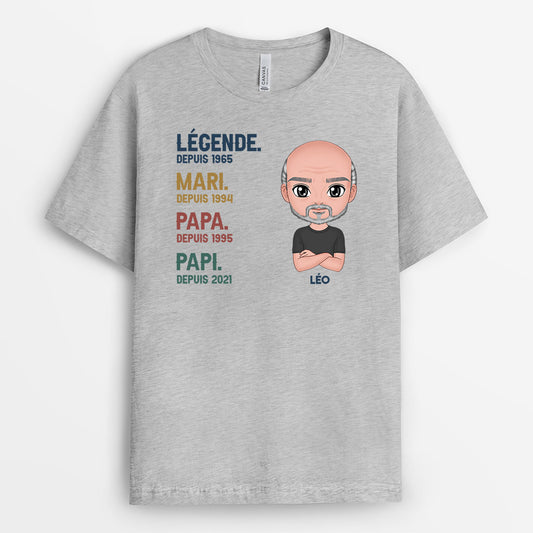 0004A040BFR2 cadeau Personalisable T shirt homme papa papi texte