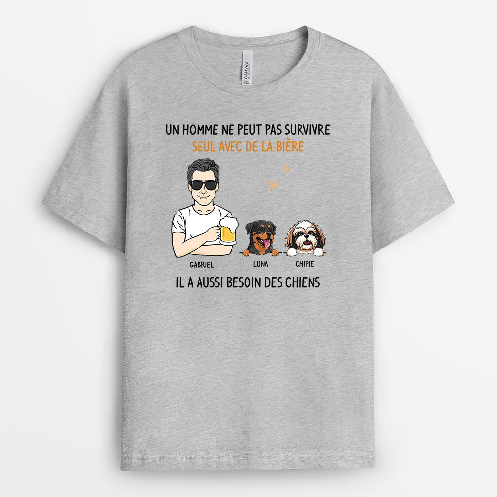 0010A010BFR2 cadeau Personalisable T shirt chiens homme