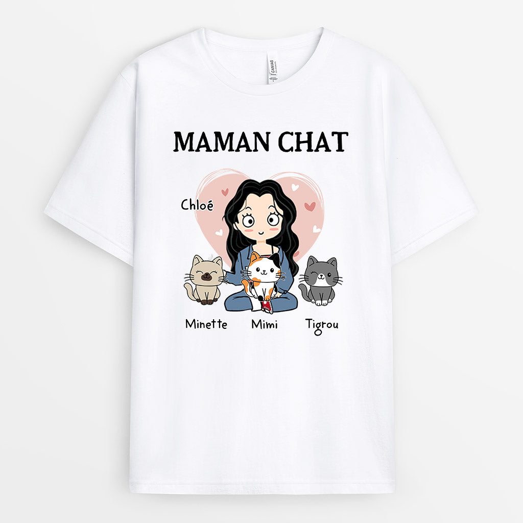 Maman Chat - Cadeau Personnalisé | T-shirt pour Amoureux des chats
